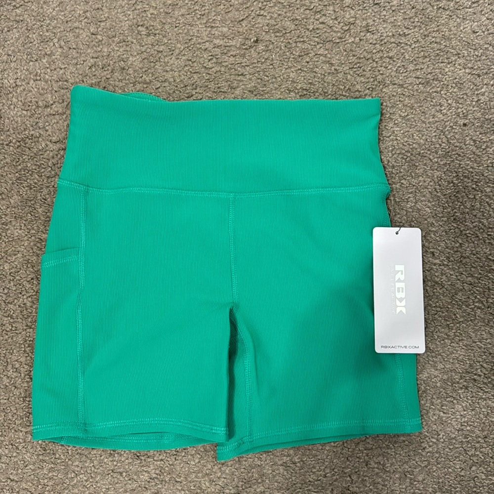 RBX by Reebok Elastic Waist Shorts with Side Pockets Green Size S NWT